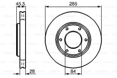 Тормозной диск передняя левая/правая TOYOTA HIACE IV 2.4-2.7 08.95-12.12 BOSCH 0986478693 (фото 1)