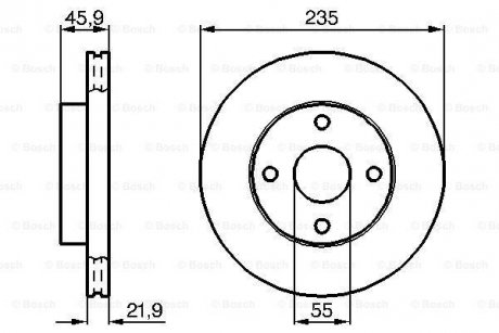 Тормозной диск передняя левая/правая MAZDA 323 CV, 323 FV, 323 F VI, 323 S VI 1.3-1.6 08.94- BOSCH 0986478787 (фото 1)