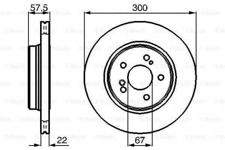 Тормозной диск задняя левая/правая (высокоуглеродистая) MERCEDES 124 (W124), E (W124), E (W210), SL (R129) 2.8-6.0 01.91-10.01 BOSCH 0986478793 (фото 1)