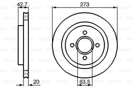 Тормозной диск задняя левая/правая CHRYSLER LE BARON; FORD ESCORT V, ESCORT VI, SCORPIO II, SIERRA II 2.0-3.0 09.89-10.98 BOSCH 0 986 478 816 (фото 1)