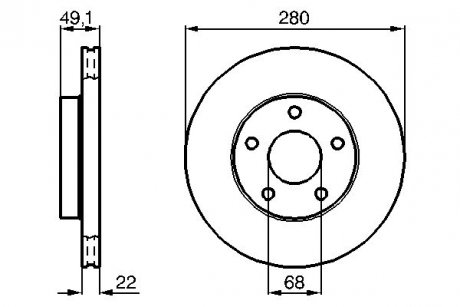 Тормозной диск передняя левая/правая NISSAN MAXIMA / MAXIMA QX IV, MAXIMA III, SKYLINE 2.0/2.5/3.0 10.88-12.00 BOSCH 0986478833 (фото 1)