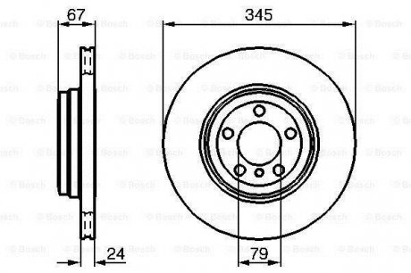Тормозной диск задняя левая/правая (высокоуглеродистая) BMW 7 (E65, E66, E67) 3.9D/4.4/6.0 07.01-08.08 BOSCH 0986479005