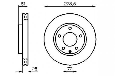 Гальмівний диск передня ліва/права MAZDA MPV II, XEDOS 9 2.0/2.3/2.5 07.93-02.06 BOSCH 0 986 479 016 (фото 1)