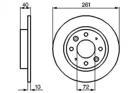 Тормозной диск задний левый/правый KIA CARENS I, CARENS II, CLARUS 1.6-2.0D 07.96- BOSCH 0986479018