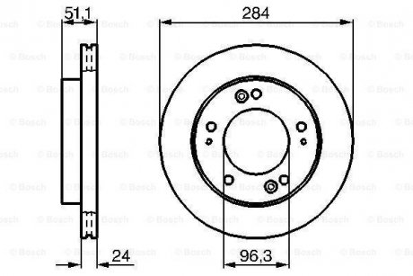Тормозной диск передняя левая/правая KIA RETONA, SPORTAGE 2.0/2.0D 04.94-08.03 BOSCH 0986479020