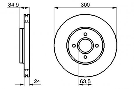 Гальмівний диск передня ліва/права FORD FOCUS I 2.0 03.02-11.04 BOSCH 0986479048 (фото 1)