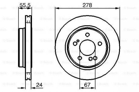 Гальмівний диск задня ліва/права (високовуглецевий) MERCEDES 124 (W124), C (W202), E (W124) 2.0-4.2 10.92-05.00 BOSCH 0986479133