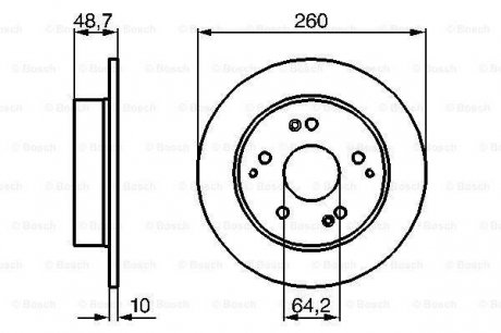 Тормозной диск задний левая/правая HONDA CIVIC VII, INTEGRA 1.4/2.0 02.01- BOSCH 0 986 479 225