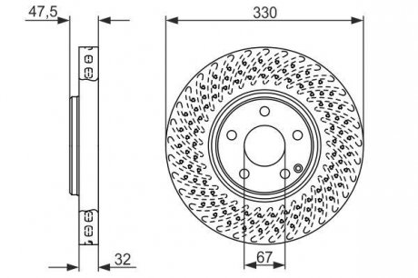 Гальмівний диск передня ліва/права MERCEDES E T-MODEL (S211), E (W211), S (W220) 3.0-5.5 09.02-07.09 BOSCH 0 986 479 334 (фото 1)