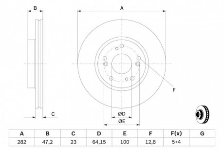 Тормозной диск передняя левая/правая HONDA CIVIC IX, CIVIC VIII, FR-V 1.4-2.2D 08.04- BOSCH 0 986 479 364 (фото 1)