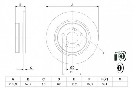 Гальмівний диск задня ліва/права MERCEDES C (C204), C T-MODEL (S204), C (W204), C (W205), E (A207), E (C207) 1.6-3.0 01.07- BOSCH 0 986 479 410