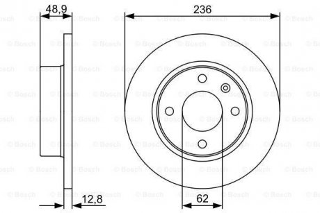 Тормозной диск передняя левая/правая SKODA FAVORIT, FAVORIT FORMAN 1.3 01.89-06.97 BOSCH 0986479491 (фото 1)