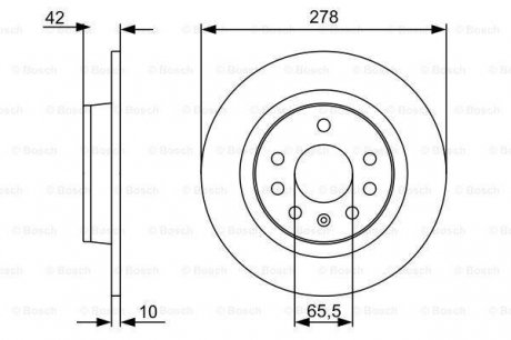 Тормозной диск, задний левая/правая (278mmx10mm) OPEL ASTRA H, ASTRA H GTC, ZAFIRA B 1.6/1.6 Turbo/1.7 CDTI/1.8/1.9 CDTi/1.9 CDTI/2.0/2.0 Turbo/2.2 03.05- BOSCH 0986479515 (фото 1)