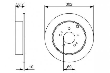 Тормозной диск задняя левая/правая MITSUBISHI ENDEAVOR, GRANDIS 2.0D/2.4/3.8 01.03-12.11 BOSCH 0 986 479 532