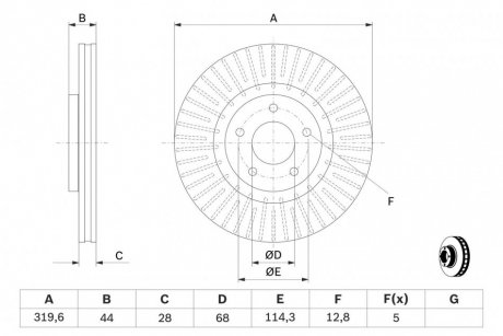 Тормозной диск передняя левая/правая NISSAN JUKE, QASHQAI I; RENAULT KOLEOS I 1.6-2.5 02.07- BOSCH 0 986 479 679 (фото 1)