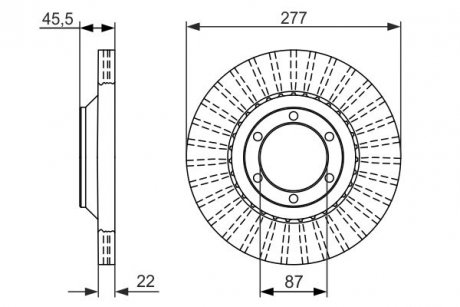 Тормозной диск передняя левая/правая HYUNDAI GALLOPER I, GALLOPER II 2.5D/3.0 08.91-12.03 BOSCH 0986479702 (фото 1)