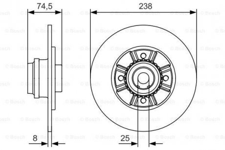Тормозной диск с подшипником задний левая/правая (с кольцом ABS) RENAULT CLIO II 1.2-1.6 09.98- BOSCH 0 986 479 760