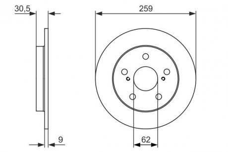 Тормозной диск задняя левая/правая TOYOTA AURIS 1.8H 09.10-09.12 BOSCH 0986479765 (фото 1)