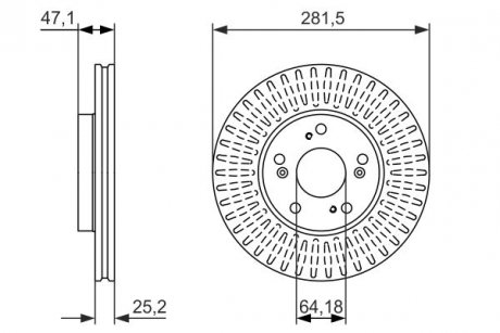 Тормозной диск передняя левая/правая (высокоуглеродистая; с винтами) HONDA FR-V 2.2D 07.05- BOSCH 0 986 479 781