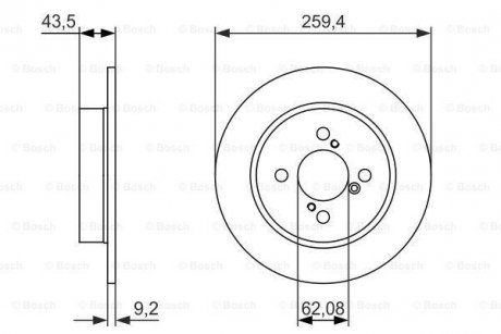 Тормозной диск задний левая/правая (высокоуглеродистая) SUZUKI SWIFT IV 1.2/1.3D 10.10- BOSCH 0 986 479 792