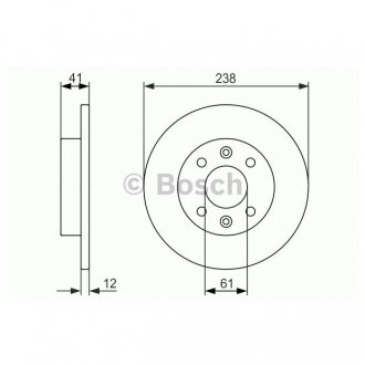 Фото автозапчастини гальмівний диск, Передній ліва/права (238mmx12mm) RENAULT 11 1.0/1.1/1.1 (B/C371)/1.1 (L421)/1.1 (SB0A, SB0F, SB1K, SB2D)/1.2/1.2 (5/357Y, 5/357K)/1.2 (B/C/S572)/1.2 (B/C/S577)/1.2 (B/C/S57A, B/C57S BOSCH 0986479831 (фото 1)