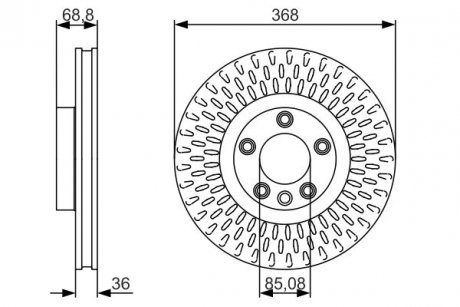 Тормозной диск передняя левая/правая (высокоуглеродистая; с винтами) PORSCHE CAYENNE; Volkswagen TOUAREG 2.5D-6.0 10.02-09.10 BOSCH 0986479A33