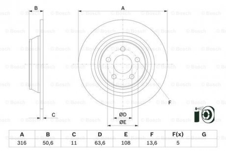 Фото автозапчасти tarcza ham. ford t. kuga 1,5-2,0 tdci 14- BOSCH 0986479E82