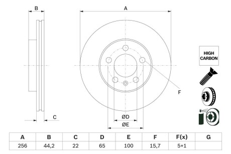 Фото автозапчасти передний тормозной диск AUDI A1, A1 ALLSTREET, A1 CITY CARVER; SEAT IBIZA V; SKODA FABIA IV, KAMIQ, SCALA; Volkswagen POLO VI 1.0-2.0 01.17- BOSCH 0986479F32