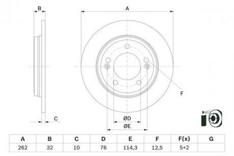 Тормозной диск задний левая/правая HYUNDAI ELANTRA VI, I20 III, IONIQ; KIA NIRO 1.6-2.0 10.15- BOSCH 0 986 479 G29