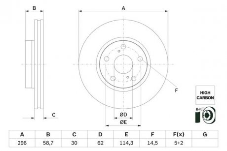 Фото автозапчасти тормозной диск TOYOTA HILUX VIII 2.7 05.15- BOSCH 0 986 479 G67