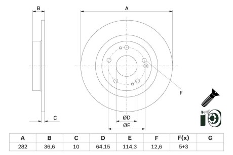 Фото автозапчасти tarcza ham honda civic x 1.0, 1.5, 1.6d 08.16- tyј BOSCH 0986479G90 (фото 1)