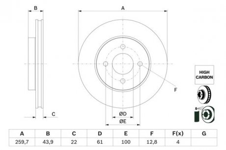 Фото автозапчасти тормозной диск NISSAN MICRA III; RENAULT CLIO III, MEGANE II, MODUS 1.2/1.4/1.5D 11.02- BOSCH 0 986 479 G95