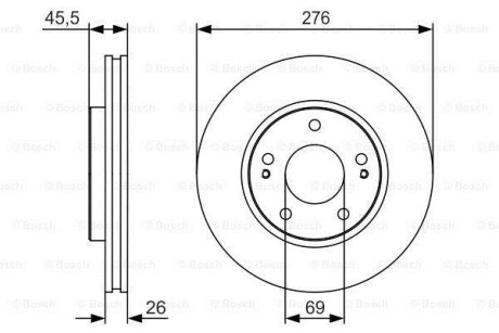 Фото автозапчастини гальмівний диск MITSUBISHI Lancer/Space Runner передній, 1,6-2,4, 99-08 PR2 BOSCH 0986479S00