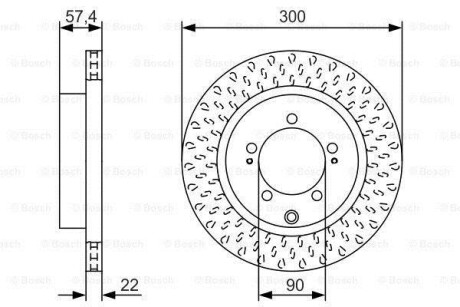 Фото автозапчасти тормозной диск MITSUBISHI Lancer EVO IX/VIII 2,0 4G63 R, 04- BOSCH 0986479T33