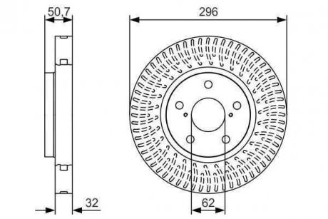 Тормозной диск LEXUS GS; TOYOTA MARK XI 2.5/3.0/3.5 11.04-11.11 BOSCH 0986479T37 (фото 1)