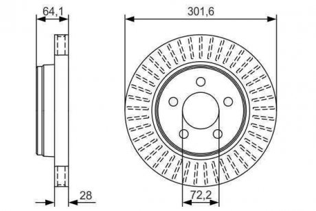 Гальмівний диск DODGE Nitro передній, 2,8-4,0, 06-11 BOSCH 0986479U04