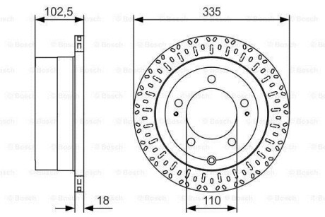 Фото автозапчастини диск гальмівний TOYOTA Land Cruiser J6/J7/J10 задній 98-07 PR2 BOSCH 0986479U32