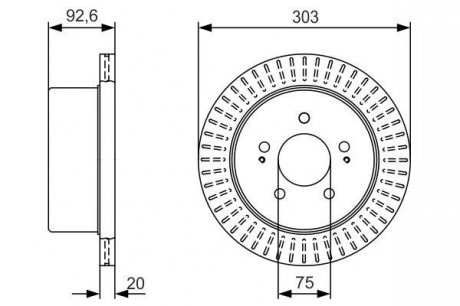 Тормозной диск задняя левая/правая HYUNDAI H-1, H-1 / STAREX 2.4/2.5D 10.97-12.07 BOSCH 0986479V26