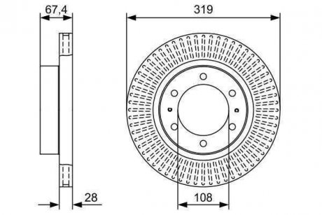 Тормозной диск TOYOTA Hilux/Fortuner передний, 2,4-2,7, 04- BOSCH 0986479W47