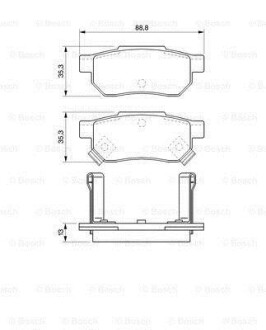 Фото автозапчастини комплект гальмівних колодок задній FORD MAVERICK; HONDA CITY IV; NISSAN PATHFINDER I; ROVER CITYROVER; SUZUKI SWIFT I 1.2-2.7D 10.84-07.08 BOSCH 0 986 494 128 (фото 1)