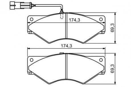 Комплект тормозных колодок передний IVECO DAILY II; RENAULT TWINGO II 1.5D/2.5D/2.8D 05.91- BOSCH 0 986 494 193
