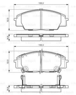 Фото автозапчасти комплект тормозных колодок передний ACURA RSX; HONDA CIVIC VII, CIVIC VIII, S2000 2.0 06.99- BOSCH 0 986 494 311