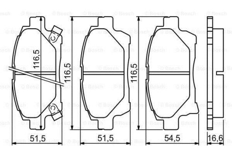 Фото автозапчасти комплект тормозных колодок передн. TOYOTA IQ, YARIS 1.0/1.33/1.4D 01.09- BOSCH 0986494333 (фото 1)