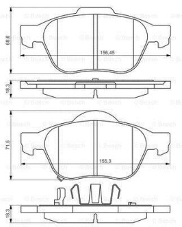 Фото автозапчастини комплект гальмівних колодок передня TOYOTA AVENSIS 1.6/1.8/2.0D 10.00-02.03 BOSCH 0 986 494 485