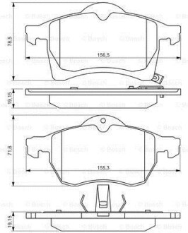 Фото автозапчасти комплект тормозных колодок OPEL ASTRA F, ASTRA F CLASSIC, ASTRA G, MERIVA B 1.3D-2.0 08.94-03.17 BOSCH 0 986 494 509 (фото 1)