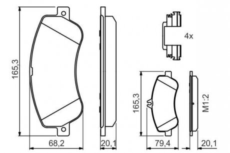 Комплект тормозных колодок передняя MERCEDES GLK (X204) 2.0-3.5 06.08-12.15 BOSCH 0 986 494 648 (фото 1)