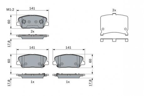 Фото автозапчастини комплект гальмівних колодок передня HYUNDAI ACCENT IV, GENESIS, I30, IX35; KIA PRO CEE'D 1.4-Electric 11.11- BOSCH 0986494671