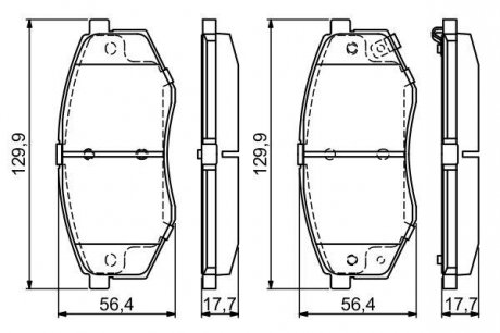 Комплект тормозных колодок передняя HYUNDAI IX20, IX35 1.4-2.0 01.10- BOSCH 0 986 494 692
