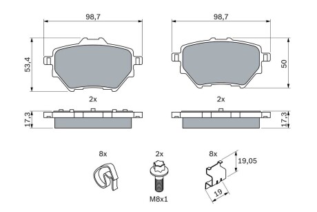 Фото автозапчасти комплект тормозных колодок задних DS DS 3, DS 4 II; CITROEN BERLINGO, BERLINGO/MINIVAN, C4 GRAND PICASSO II, C4 III, C4 PICASSO II, C4 SPACETOURER, GRAND C4 SPACETOURER 1.2-Electric 02.13- BOSCH 0 986 494 998