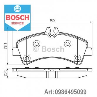 Комплект тормозных колодок, дисковый тормоз BOSCH 0 986 495 099 (фото 1)